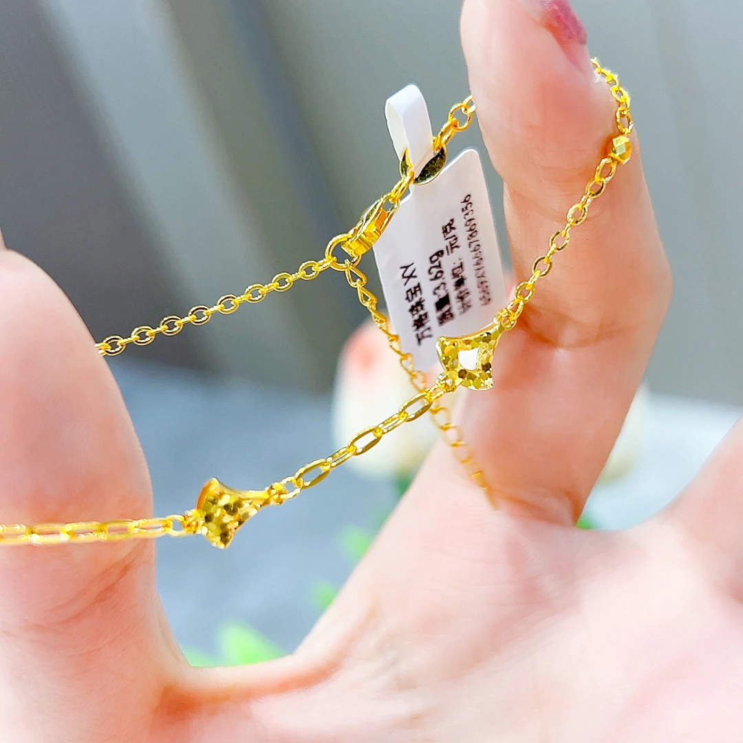 精品5G足金气质款半裙碎冰手链00758