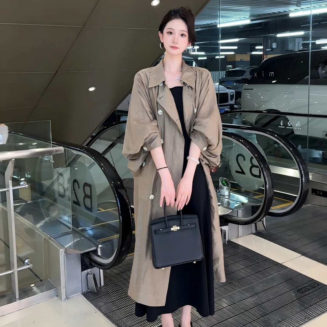 LOSA ROSA轻薄防晒风衣女初秋新款松弛感罩衫宽松中长款外套