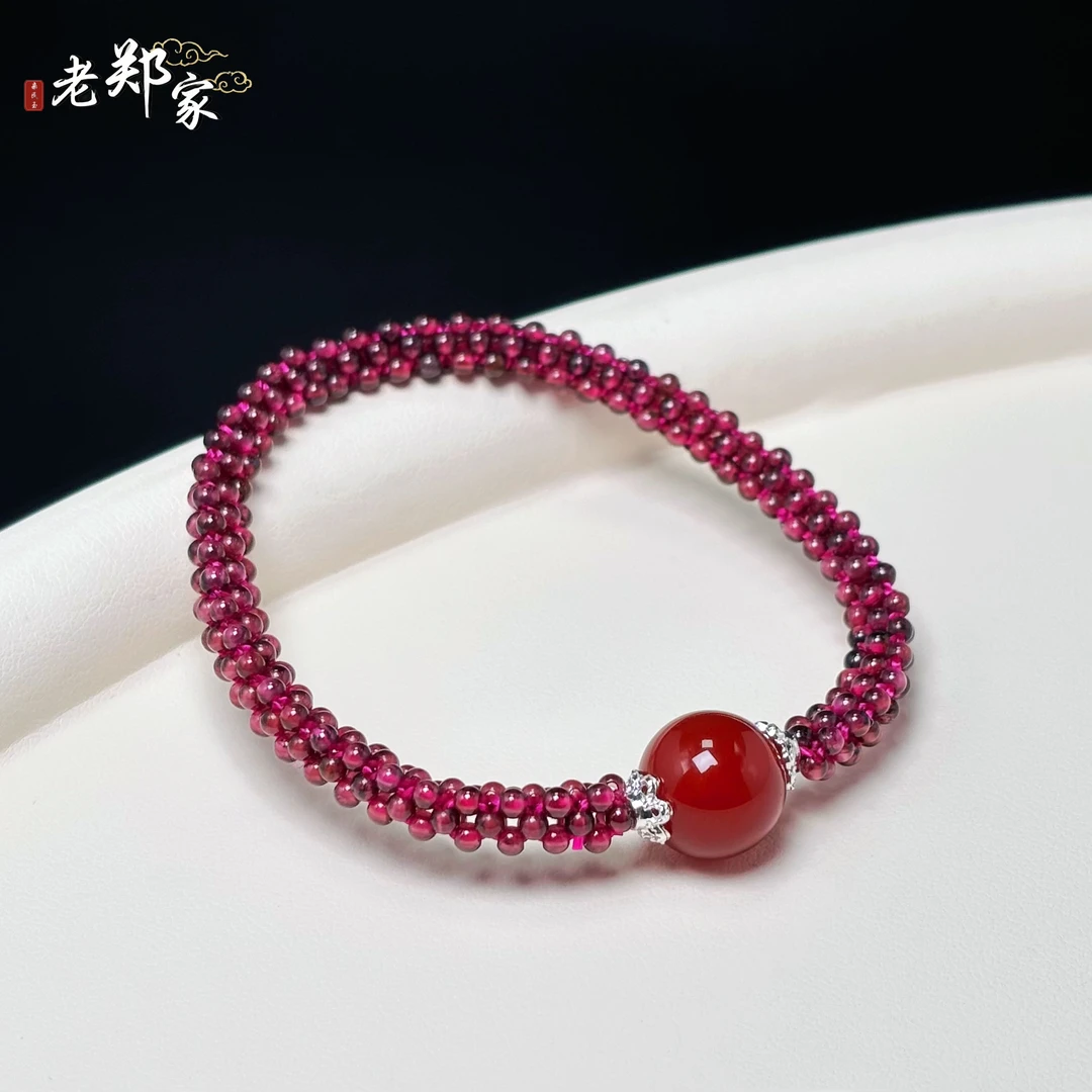 【老郑家】石榴石DIY手串 大珠子约12mm小珠子2mm 多样性发1件 YS4