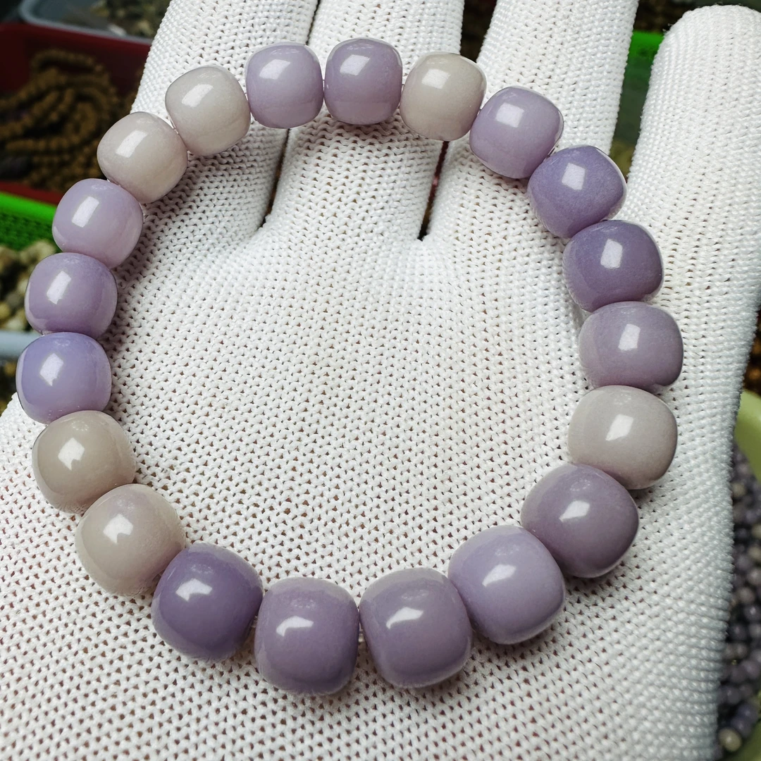 紫玉菩提天然菩提根手串绕指柔白玉菩提文玩手串佛珠念珠