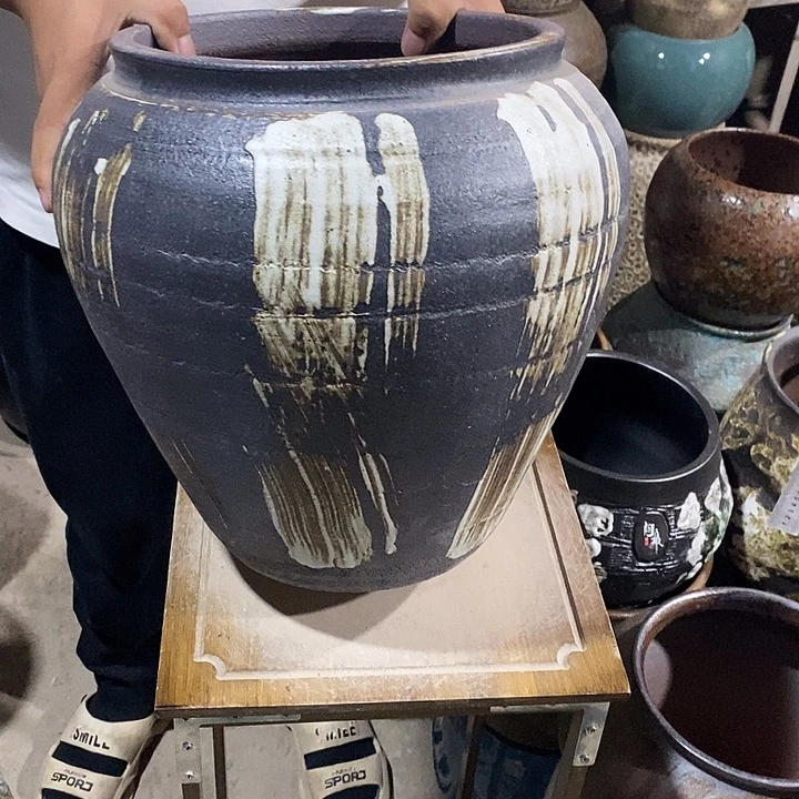 花盆紫砂口27高度34黑白………