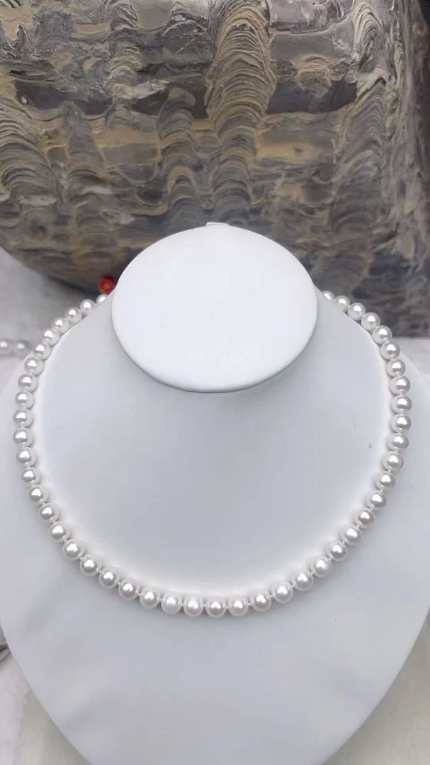 淡水无核珍珠7-8mm极光高品质珍珠项链S925银扣经典百搭白色气质