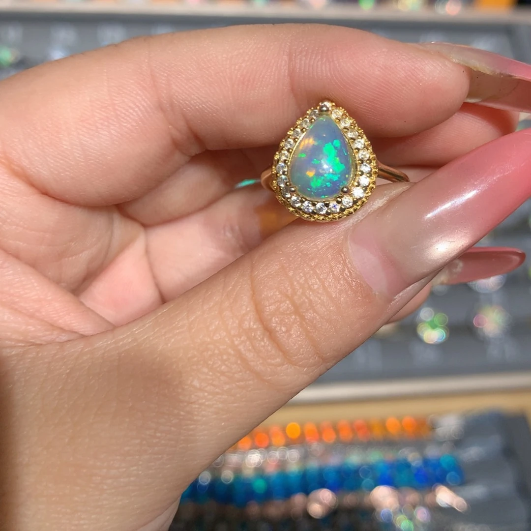 银S925镶嵌欧泊欧泊戒指l