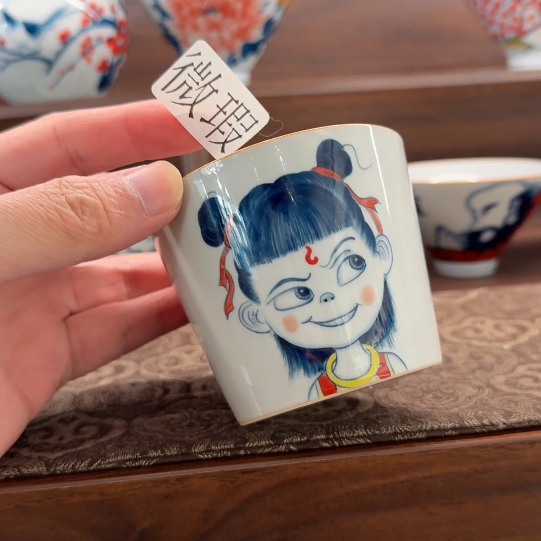 釉下手绘茶具微瑕