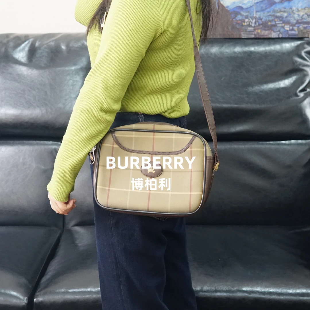 95新 BURBERRY/博柏利 巴宝莉 格纹斜挎包/JJ12518154/8154