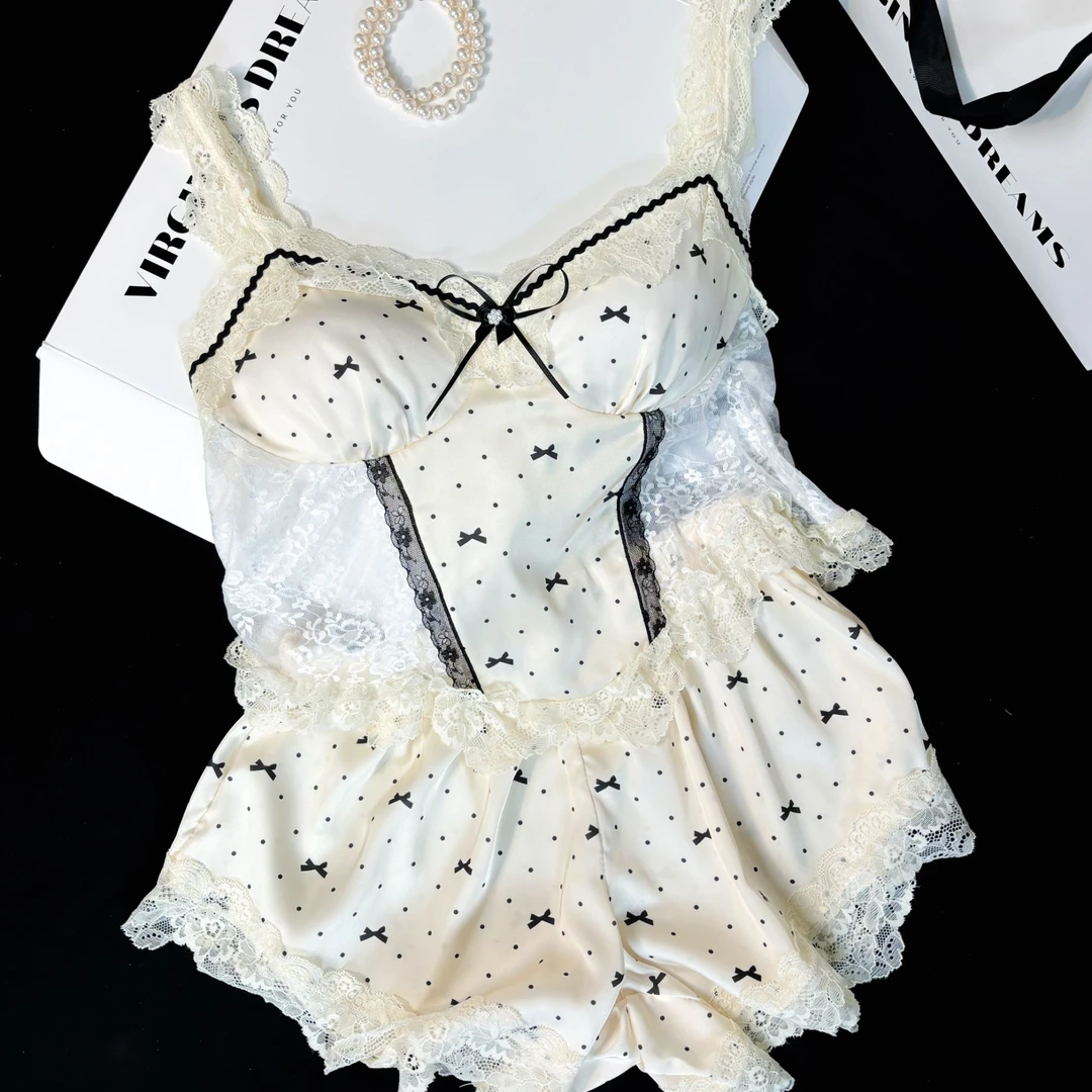 芝士睡衣女款爆款2025新款夏季冰丝套装高颜值纯欲性感吊带家居服