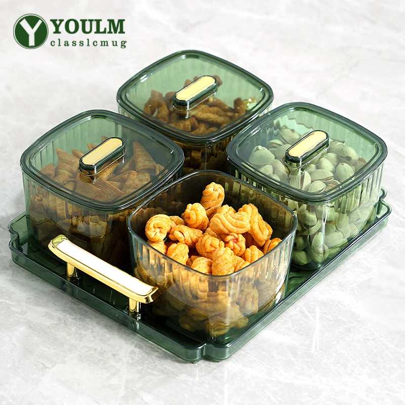 果盘客厅茶几家用高级感瓜子盘干果盘2025新款糖果收纳盒零食盘绿