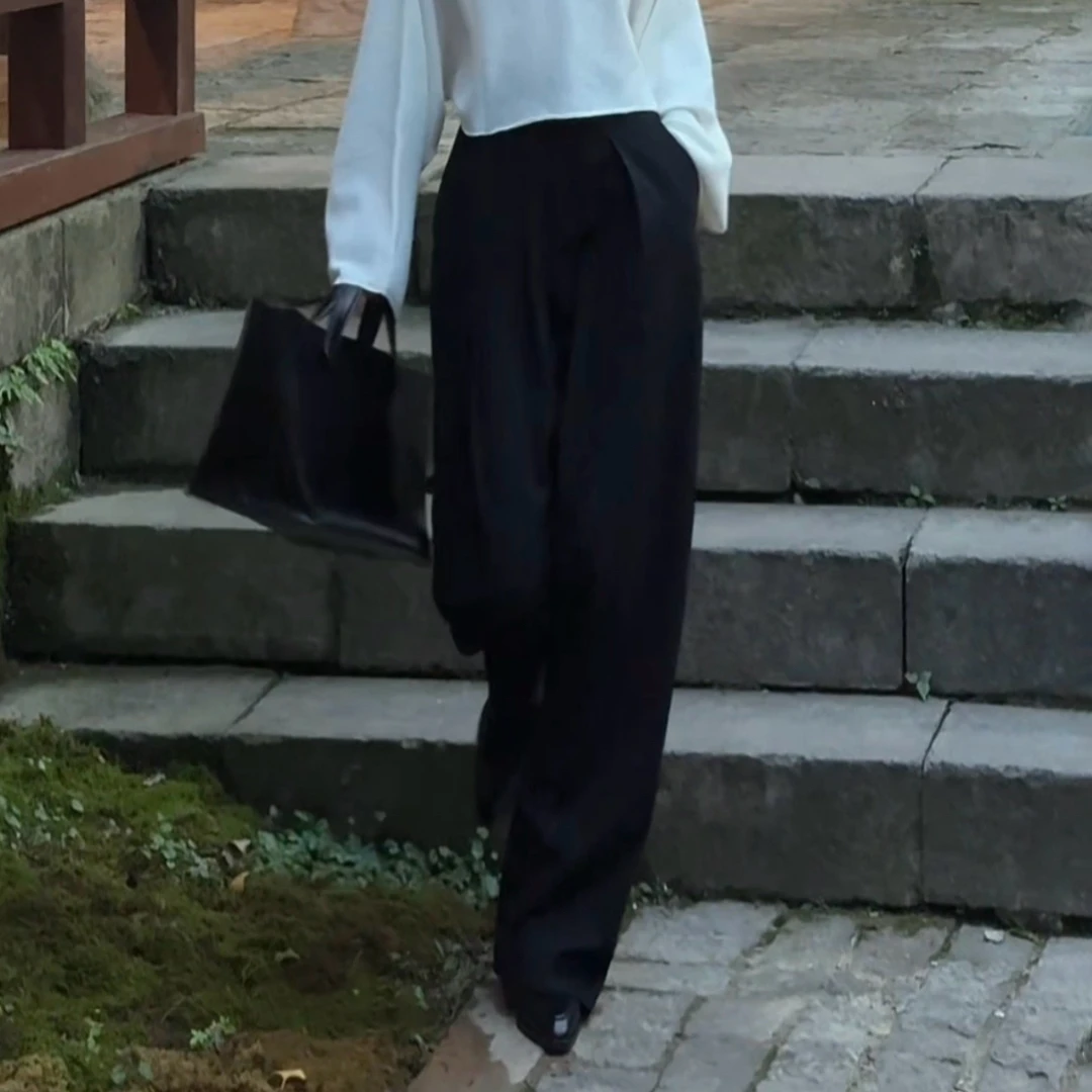 熹熹Sissi 【秋蔓】直筒裤休闲风老钱风薄款休闲裤西装女士88118