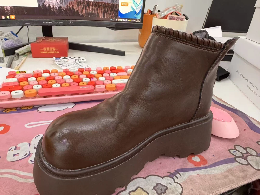 K-13【新疆包邮】真皮复古老爹鞋2025秋冬加绒显脚小百搭运动休闲鞋