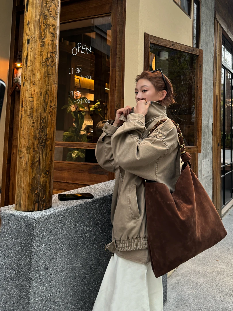 R-HER【链条提包】编织敞口单根托特包学院风单肩包简约手拎包