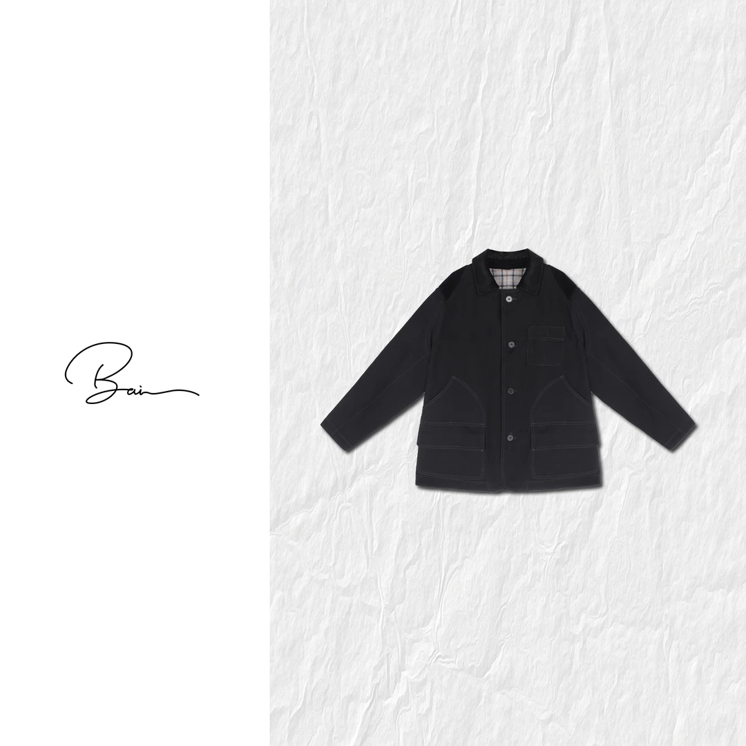 TXB “猎装重工”棉质两面穿定制格纹灯芯绒拼接工装外套XB-7774