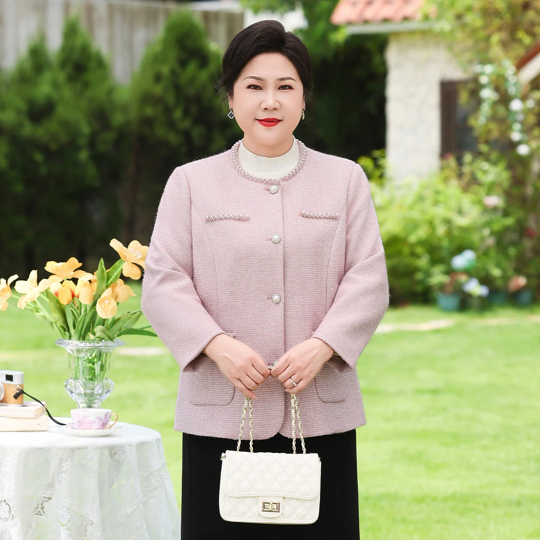 高贵妈妈装外套小香风时尚休闲大码女装中老年奶奶装阔太太200斤