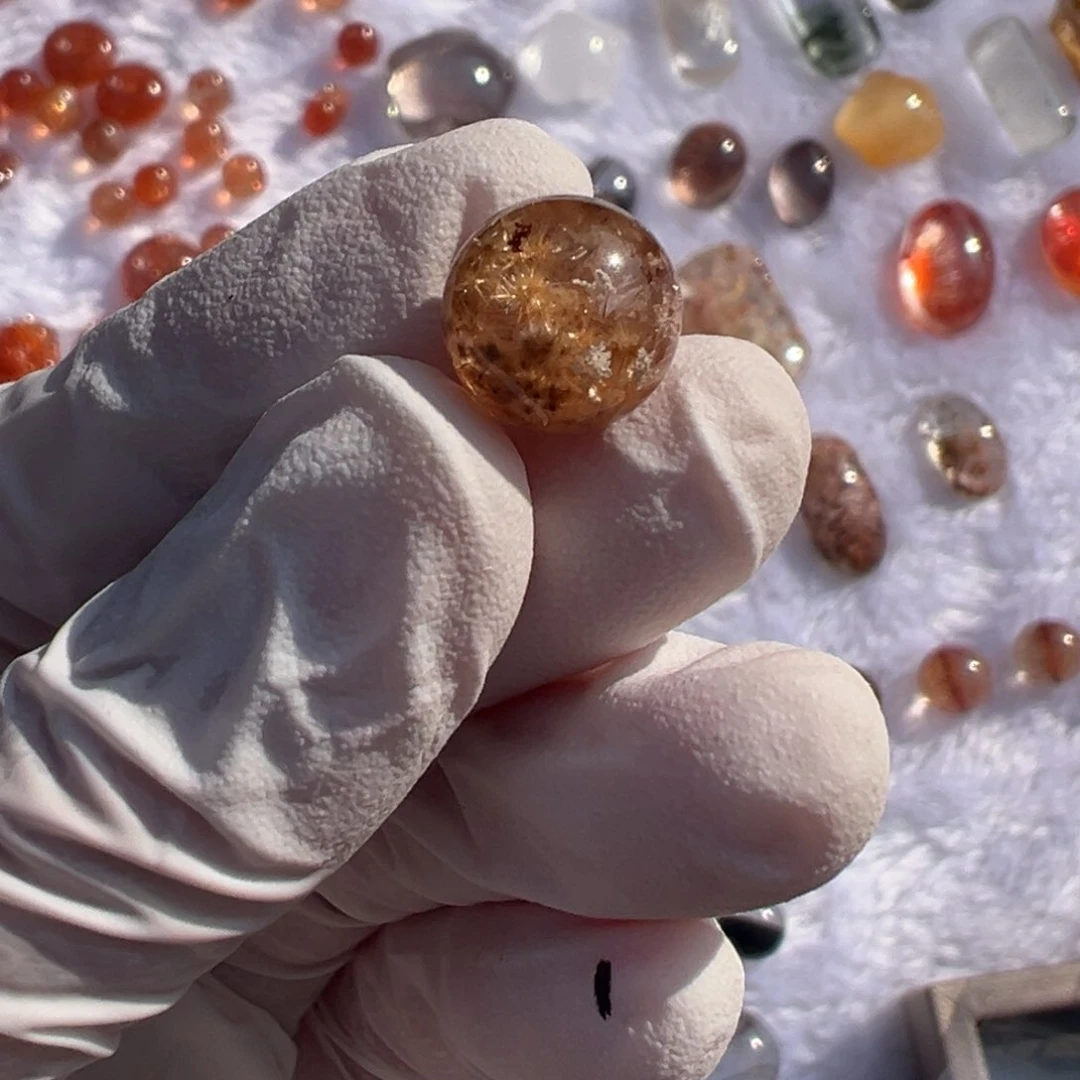 水晶钛晶花单珠10.1mm打孔定制不退换未镶嵌为****来