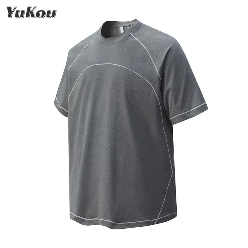 2025夏季新款反光条男女T恤宽松百搭潮牌运动跑步瑜伽必备短袖