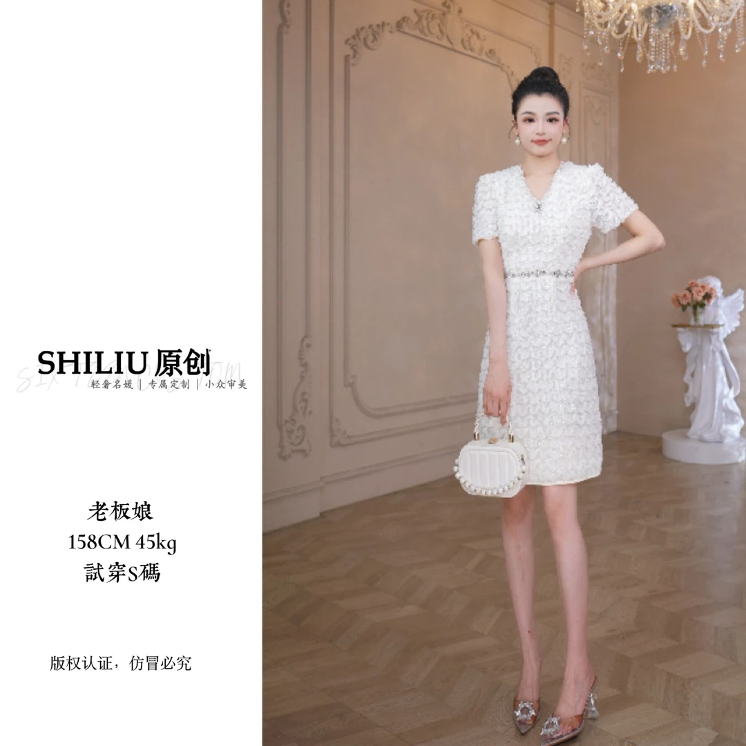 【十六原创】新款优雅时尚收腰显高小个子短裙连衣裙61219