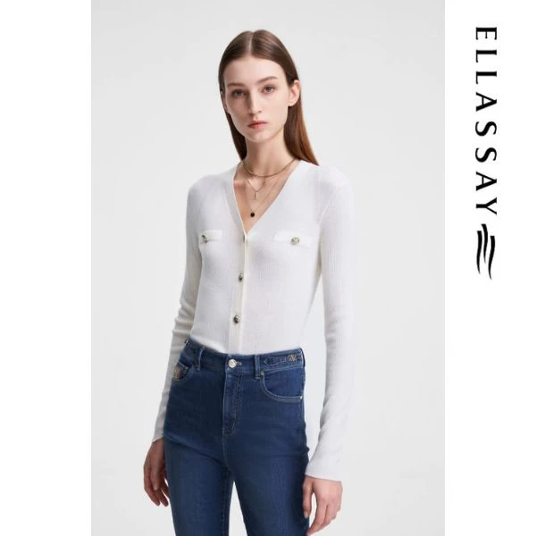 【粉丝专享】ELLASSAY歌力思棉羊毛针织衫女EWW351M06900