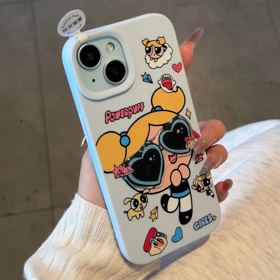 欧克里里眼镜黄发小女警苹果16/15promax糯米手机壳14/13女12/11