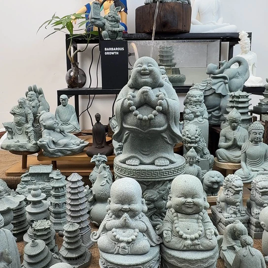 石材青砂石抱拳和尚