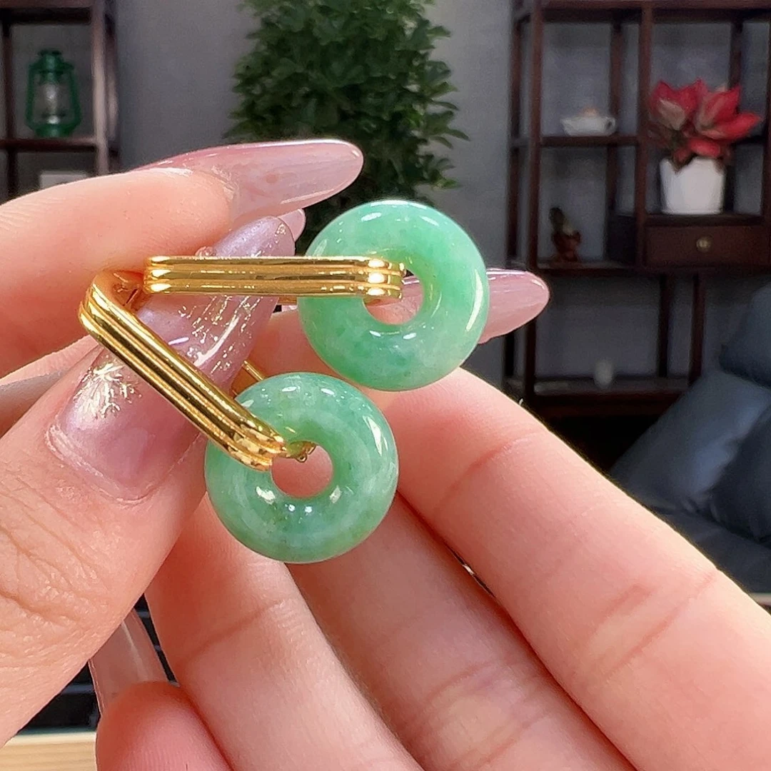 翡翠耳饰银S925镶嵌耳环68