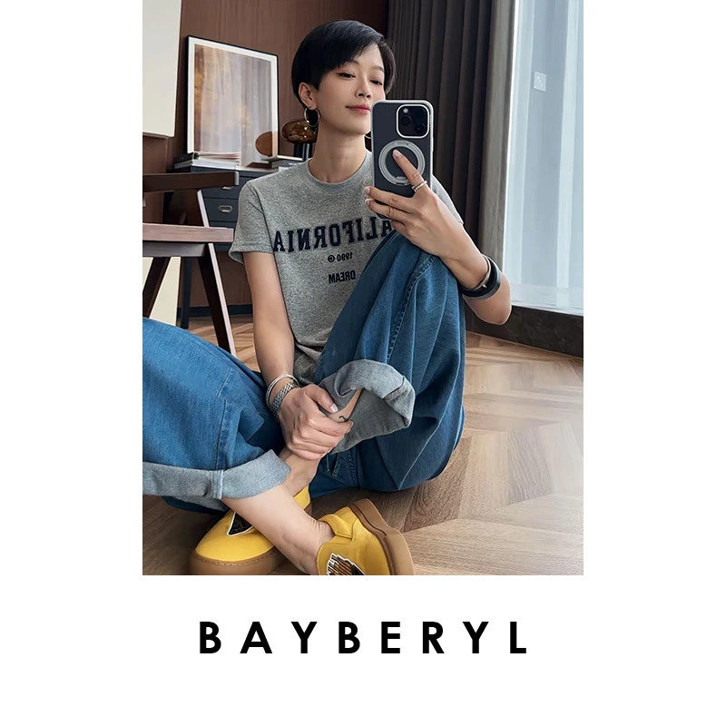 BAYBERYL老贝慢享牛仔*抽绳棉麻透气夏百搭牛仔裤NZK5D2102-5/18