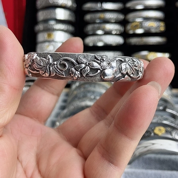 无足银一**清葫芦银手镯