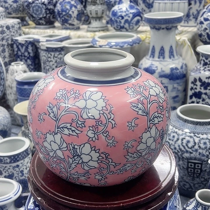 摆件青花瓷手工手绘高温釉下彩家居摆件，花瓶