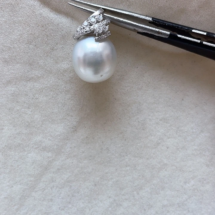 海水珍珠银S925镶嵌吊坠(不含链)