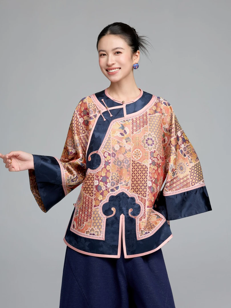 初见十三娘『还乡』丝毛蜀锦斜开外套减龄百搭时尚春秋冬新中式国风