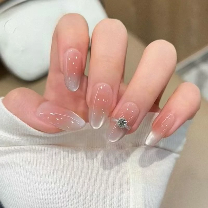 （短杏仁）10片装穿戴甲指甲贴片手工甲猫眼美甲腮红一克拉美甲贴片