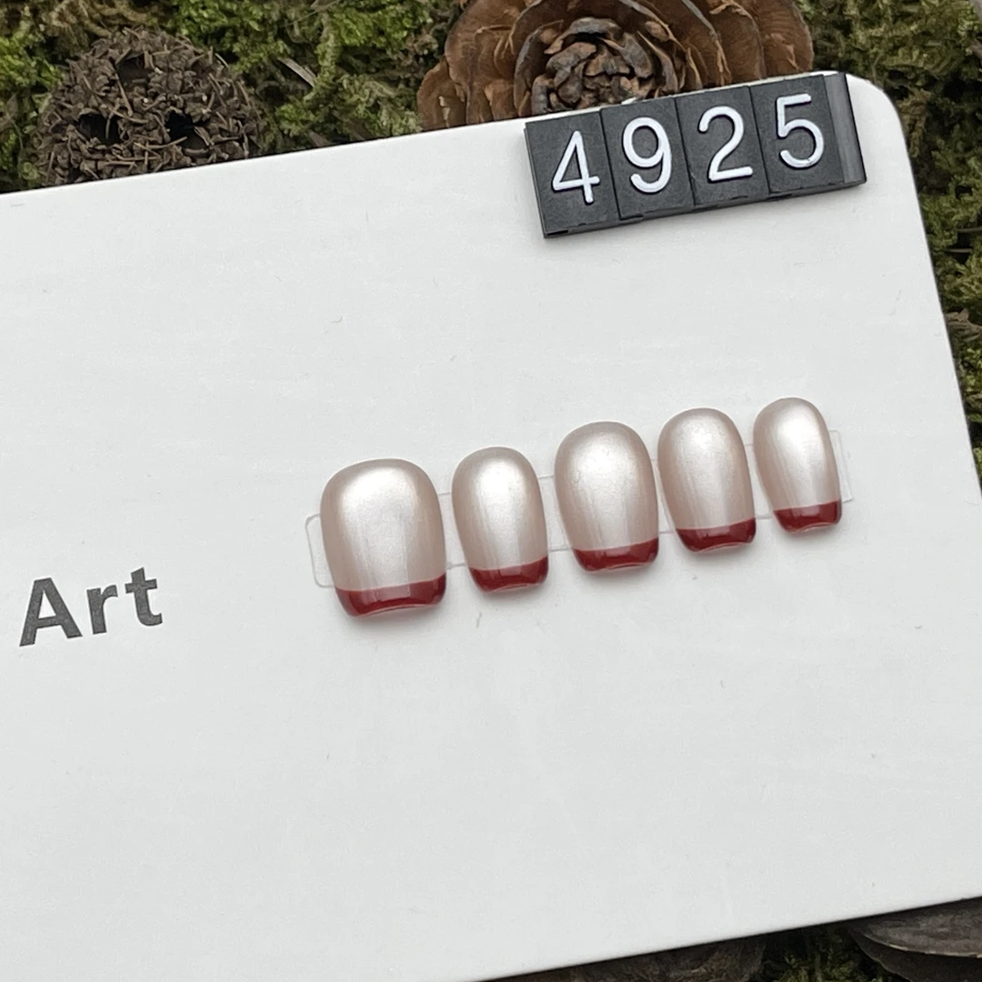 4925高级感纯手工定制极光猫眼夏季款式穿戴甲短甲豆豆甲短方孕妇