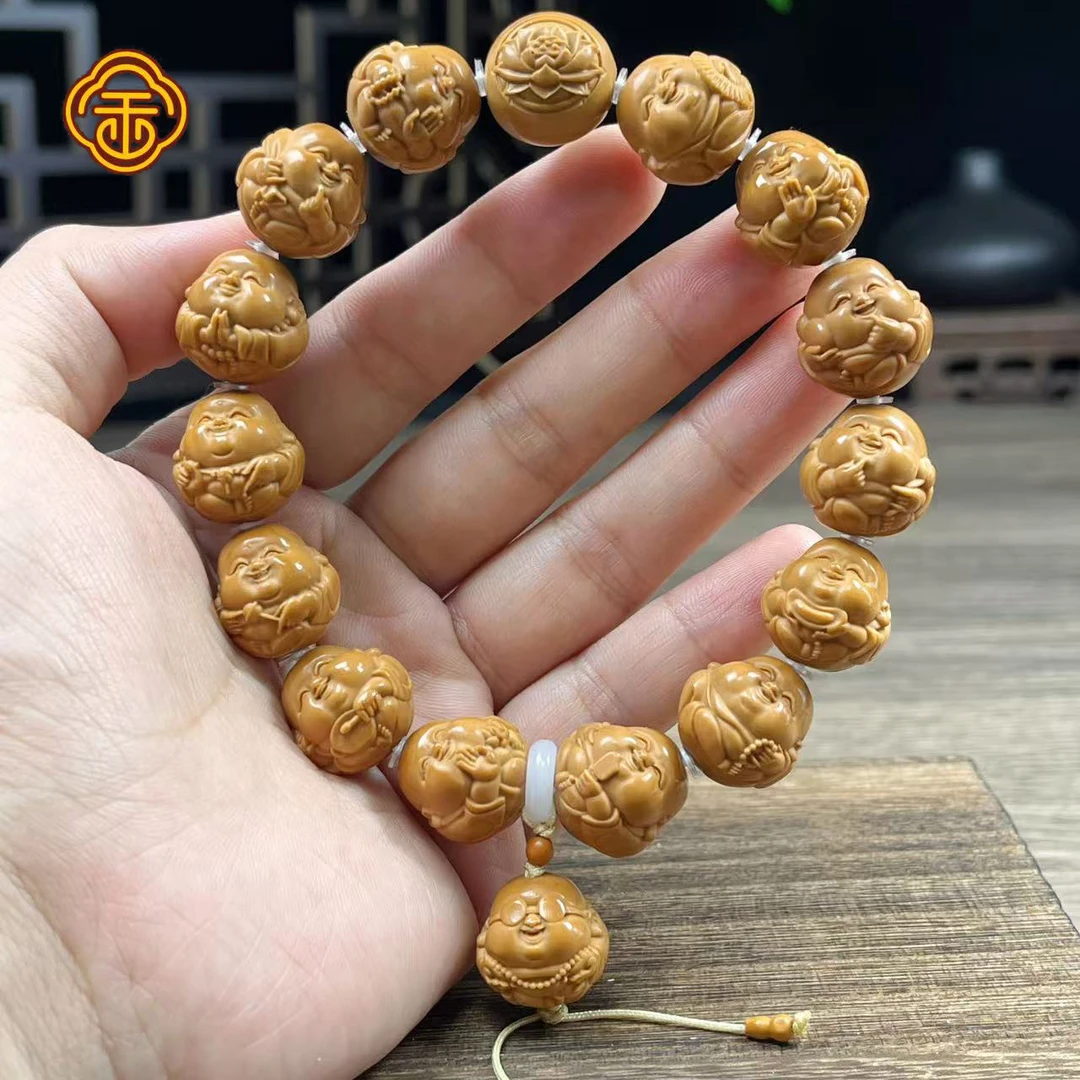 猴头核桃1.5笑口常开弥勒手串买文玩猴头雕刻手串男士款精雕全品