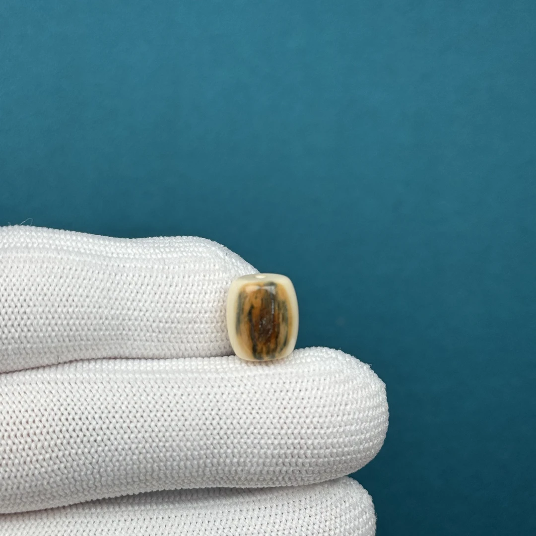 D67-66天然猛犸牙 黄金瞳桶珠10x11.5mm支持复检假一罚十