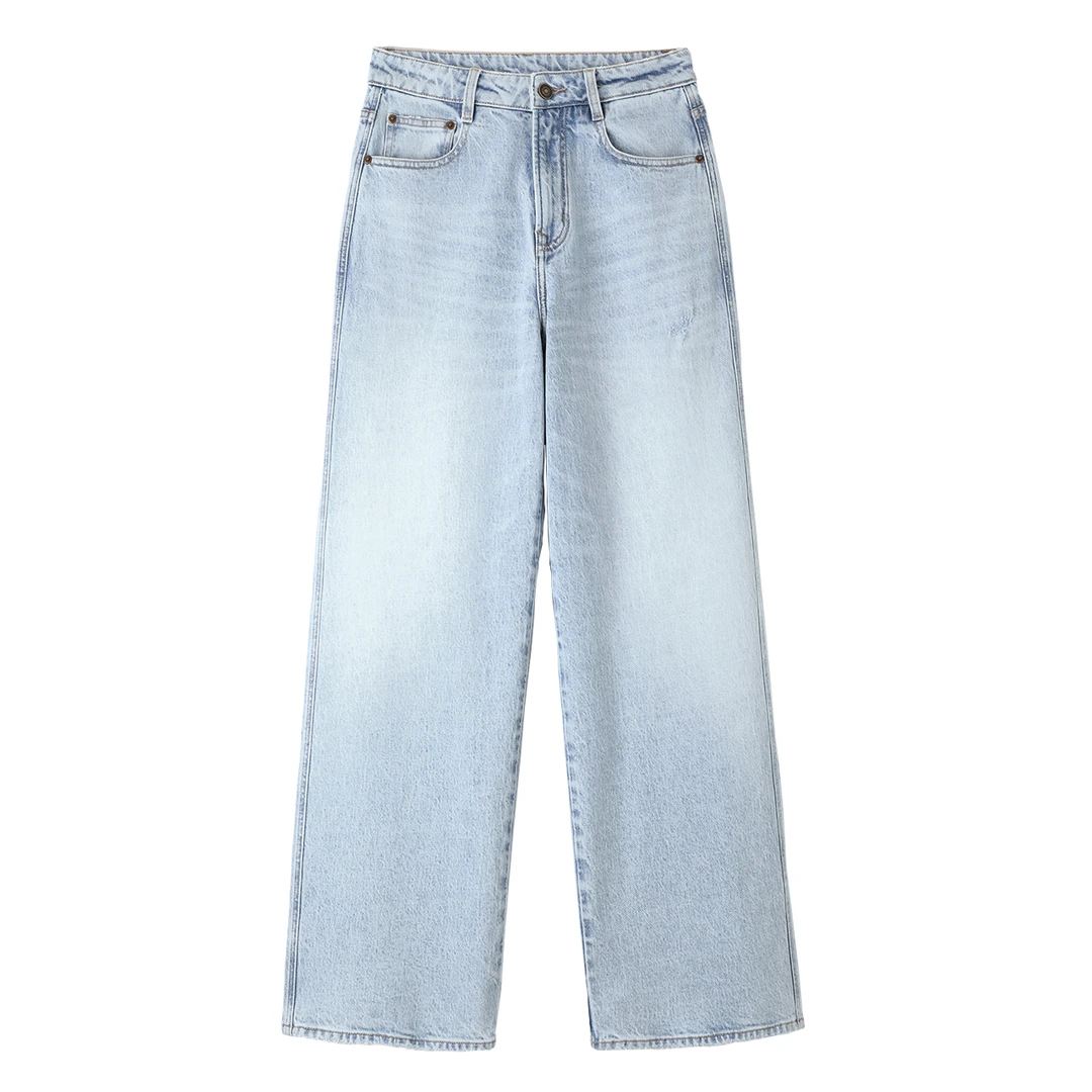 毒家定制新疆阿克苏长绒棉百搭直筒牛仔裤女