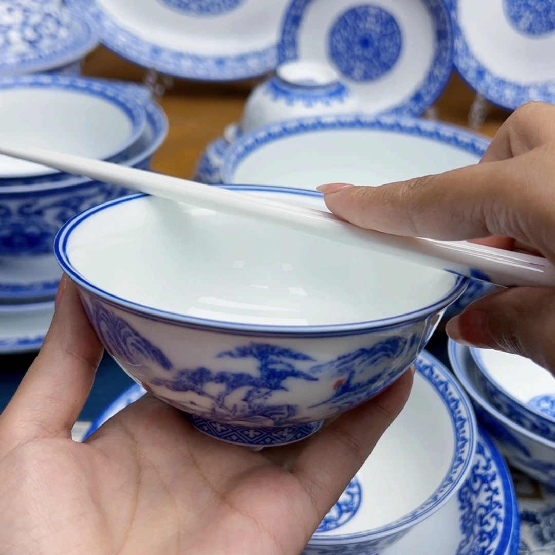 白瓷4.7山水碗 20个 筷子20双