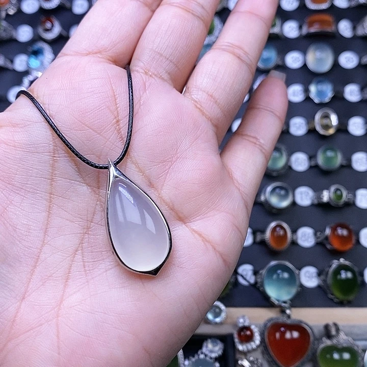 岫玉颈饰银S925镶嵌二*.