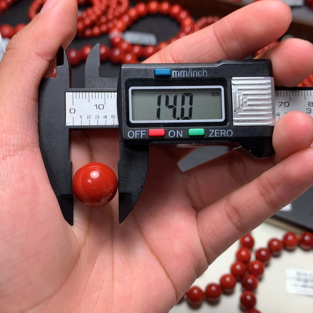 南红玛瑙未镶嵌手串14mm柿子锦单珠