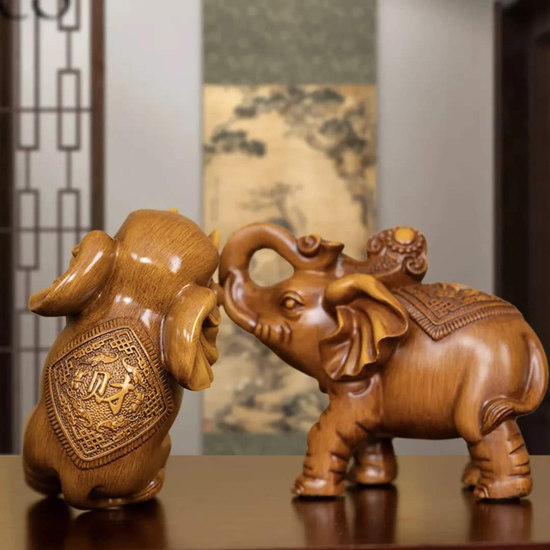 小象一对.尺寸长约18高约14 玖玖工艺