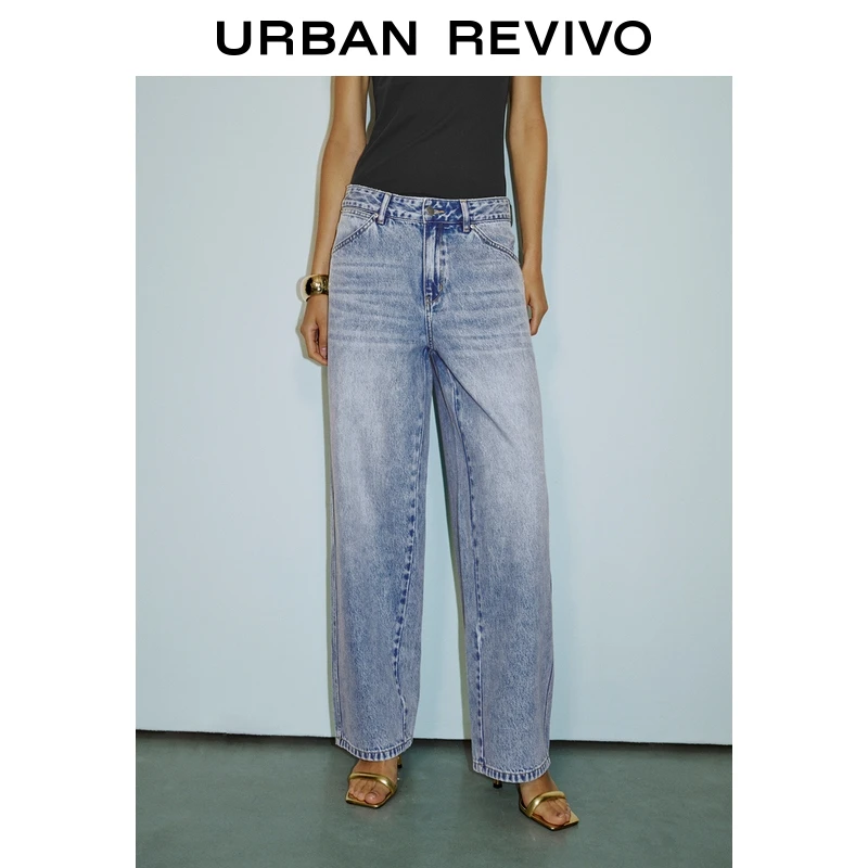 UR2025夏季新款女装时尚简约休闲百搭洗水牛仔长裤UWG850117