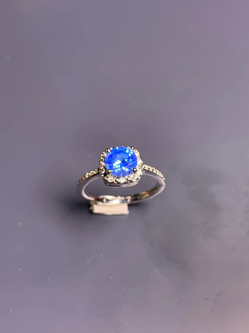 A1135百搭时尚气质饰品蓝色戒指简约精美银戒