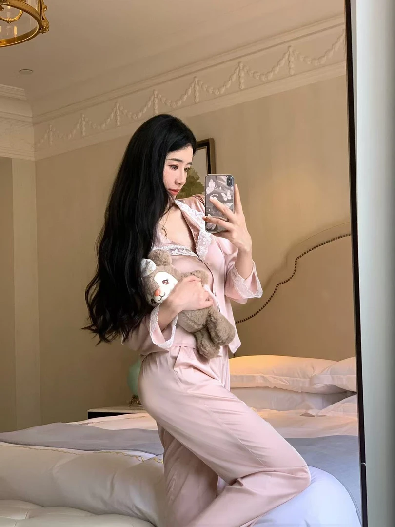 【留洋大小姐】宫廷风高级睡衣居家服套装缎感丝滑透气加长款睡衣