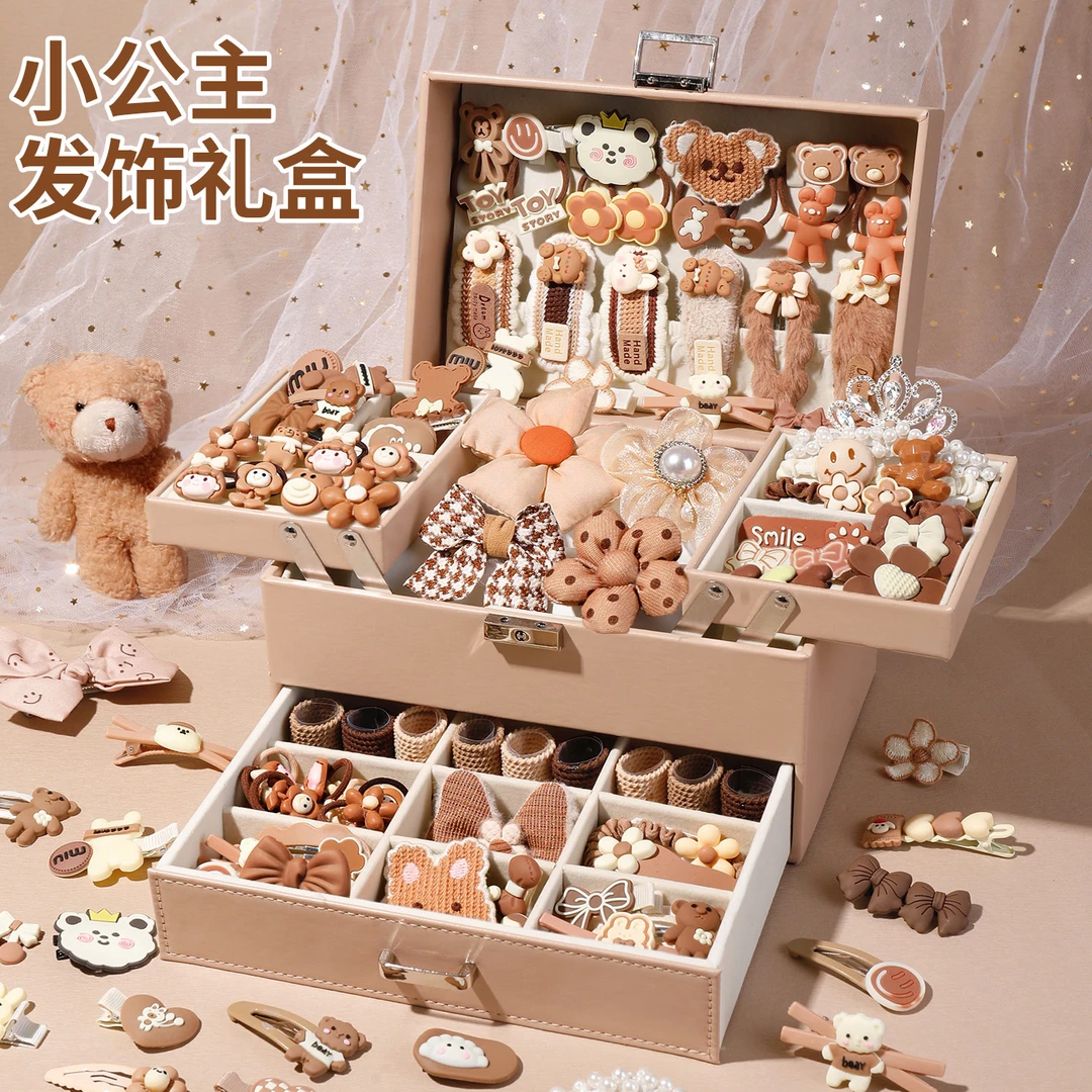 韩系公主首饰发饰礼盒小女孩高端生日礼物10岁5岁儿童可爱发夹4-6