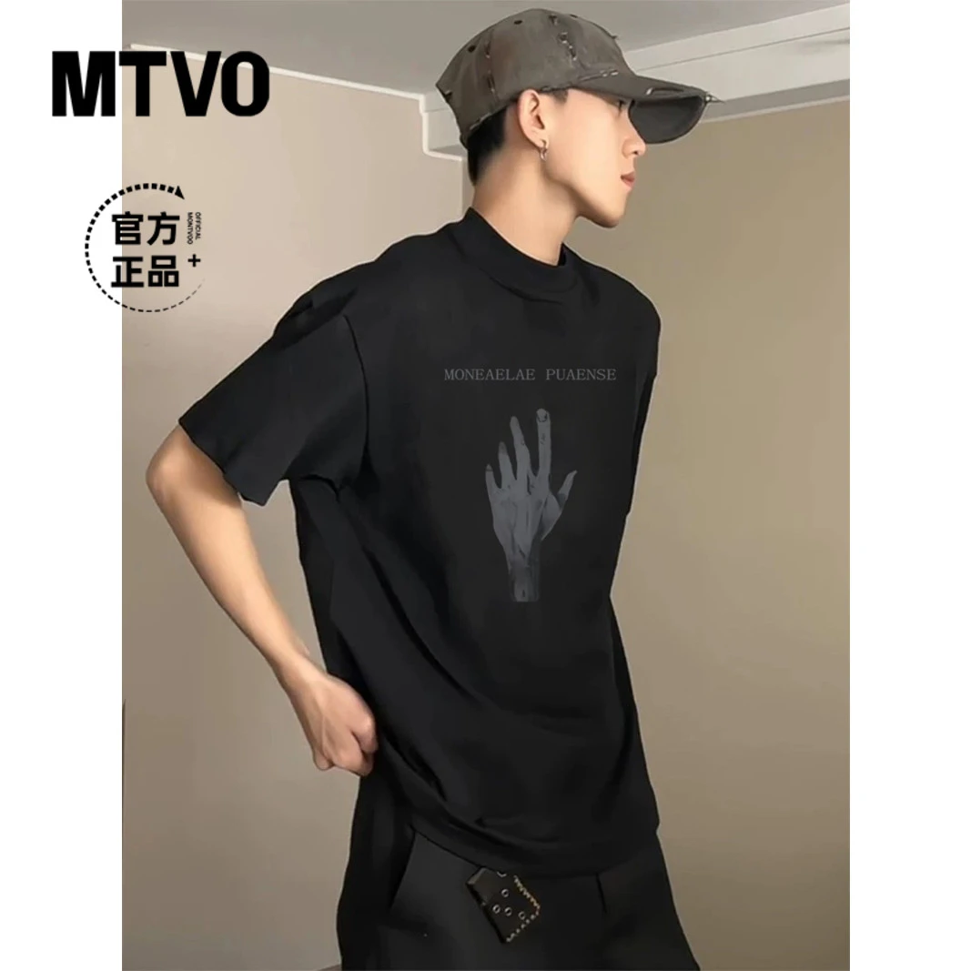MTVO迈特优夏季男士纯棉美式印花圆领短袖T恤休闲宽松潮流ins半袖