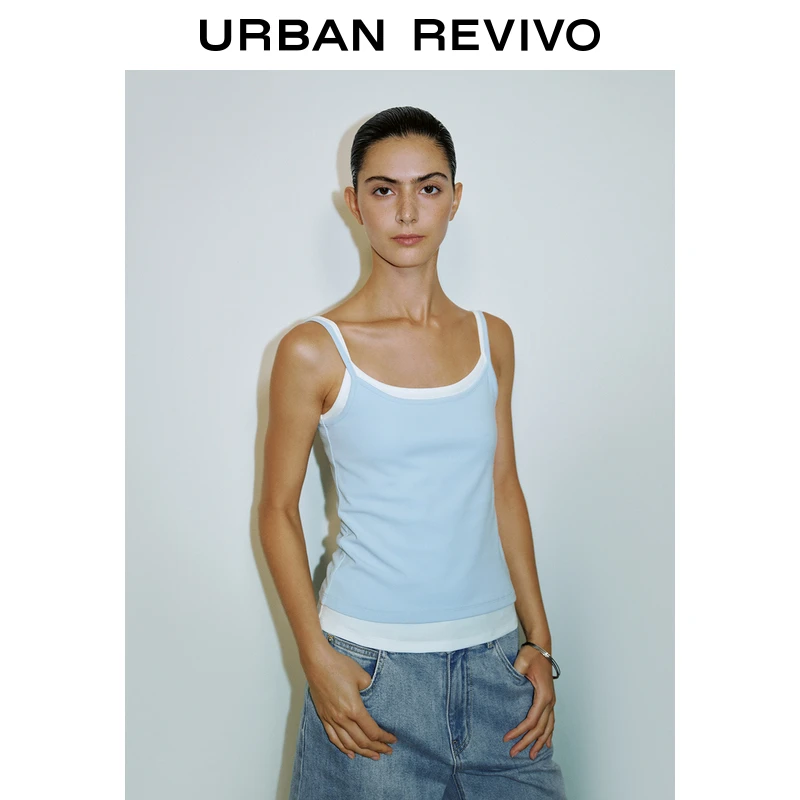 UR2025夏季新款女装简约休闲假两件修身吊带背心UWM450076