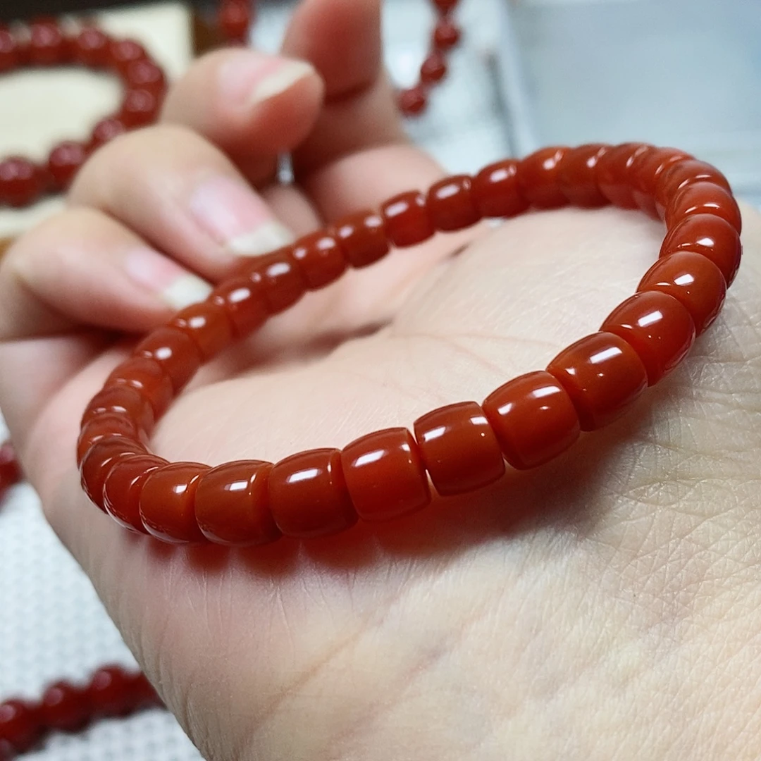 南红玛瑙未镶嵌手串卡6.8