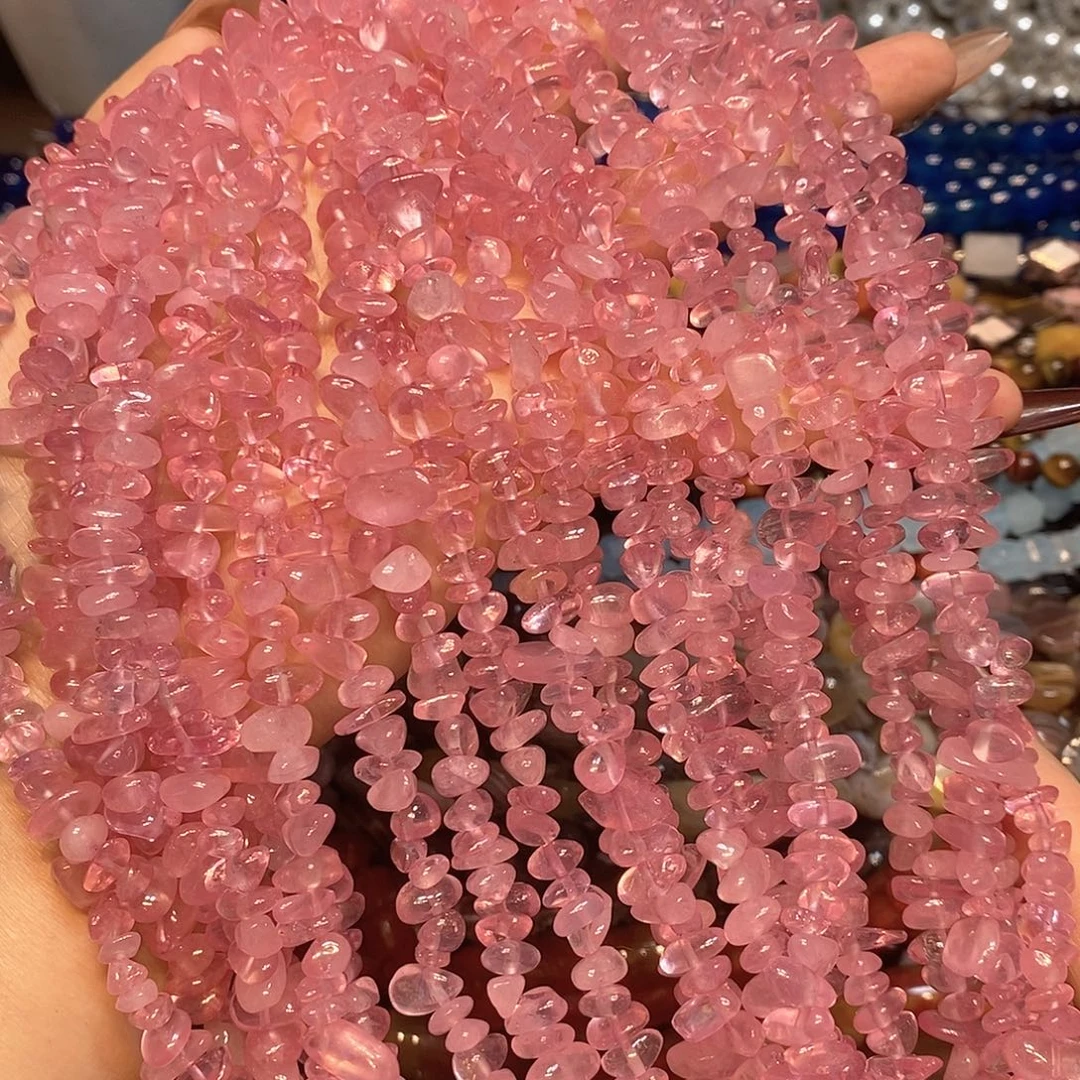 玛瑙/玉髓未镶嵌珠宝半成品天然冰糯马粉水晶绕手4圈