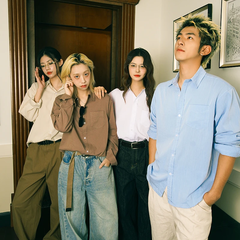 SOSTINE「老钱风 亚麻」衬衫男薄款长袖休闲宽松高级感衬衣