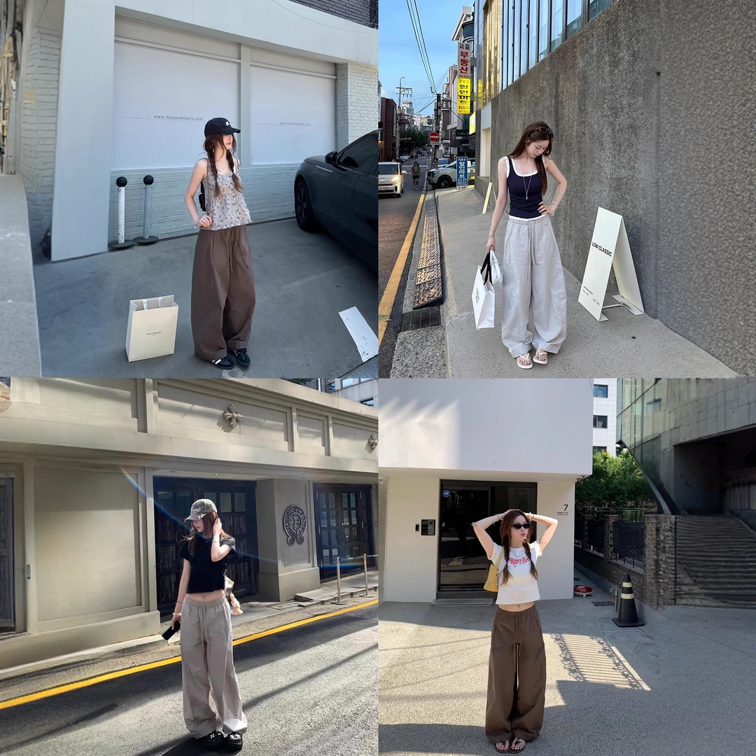 廓形伞兵工装裤2025新款女夏季薄款速干防晒裤宽松垂感百搭长裤