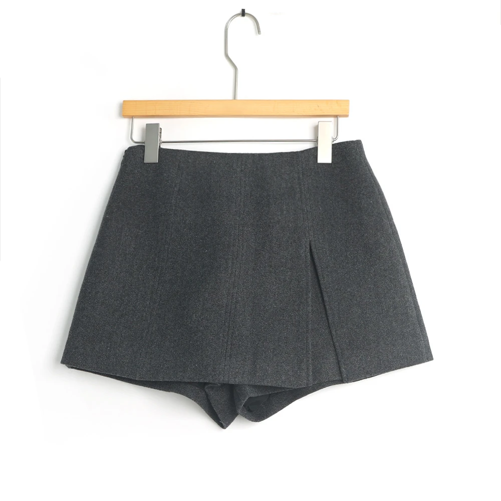 Y【叭哒不惑】时尚显瘦休闲裙裤百搭不对称打褶高级短裙裤