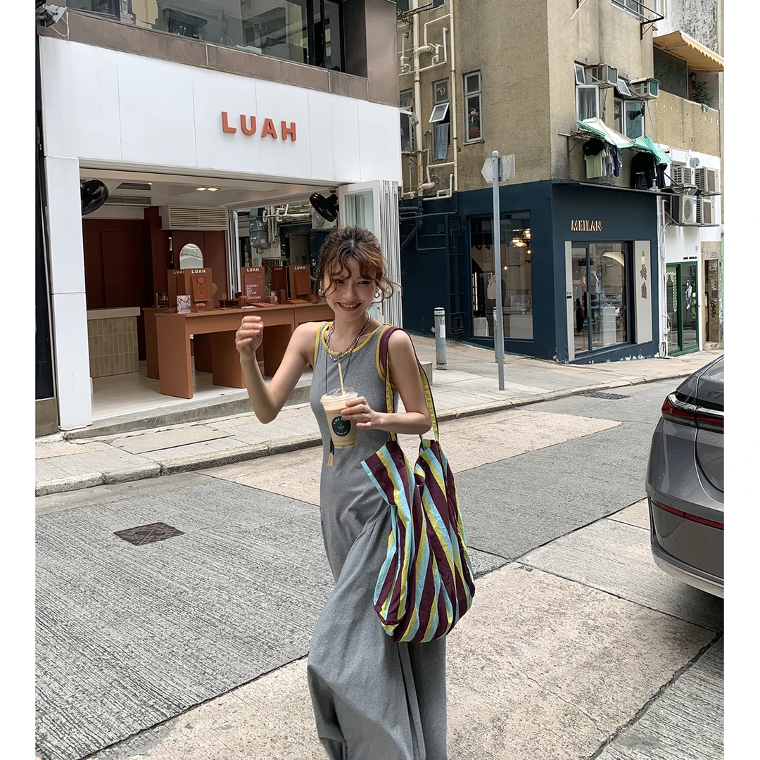 【惬意松弛】性感露背背心连衣裙女长裙4277