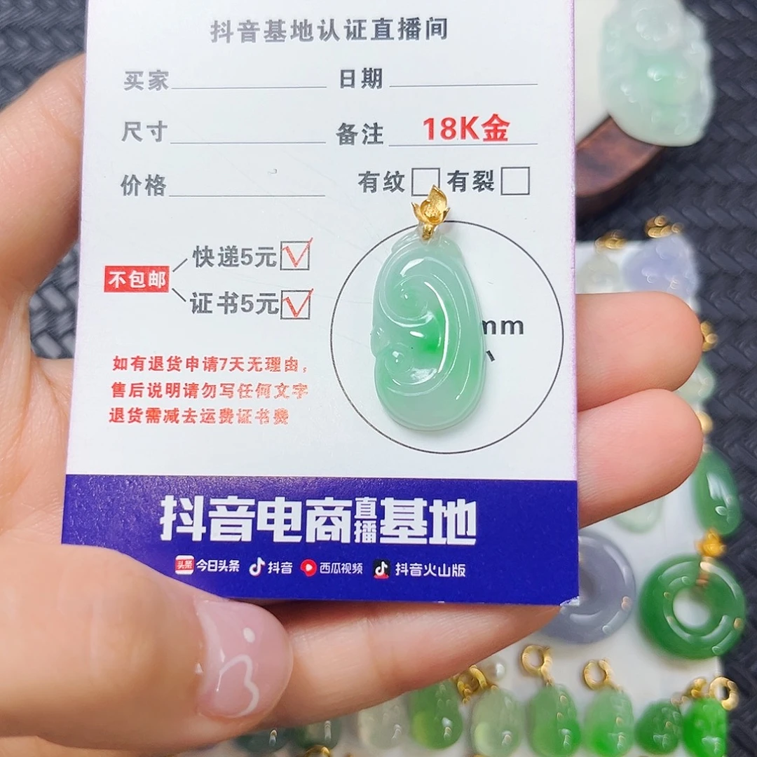 翡翠18K金镶嵌颈饰